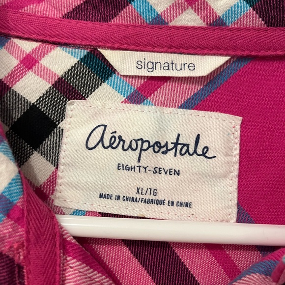 Aeropostale Pink Plaid Button-Up Shirt - Picture 3 of 5